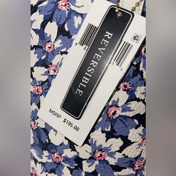 LAUREN RALPH LAUREN Bag Leather Print Tote Purple Vanilla/Breeze Floral w Pouch - Picture 12 of 14